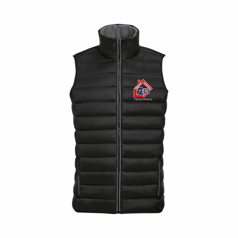 Bodywarmer noir marqué côté cœur du logo 2SP Pascal Séveno