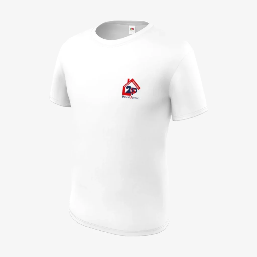 Tee-shirt blanc marqué côté cœur du logo 2SP Pascal Séveno