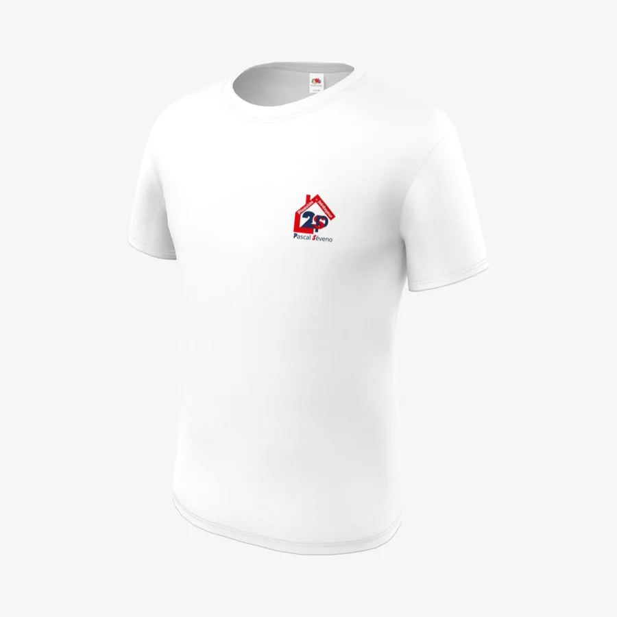 Tee-shirt blanc marqué côté cœur du logo 2SP Pascal Séveno